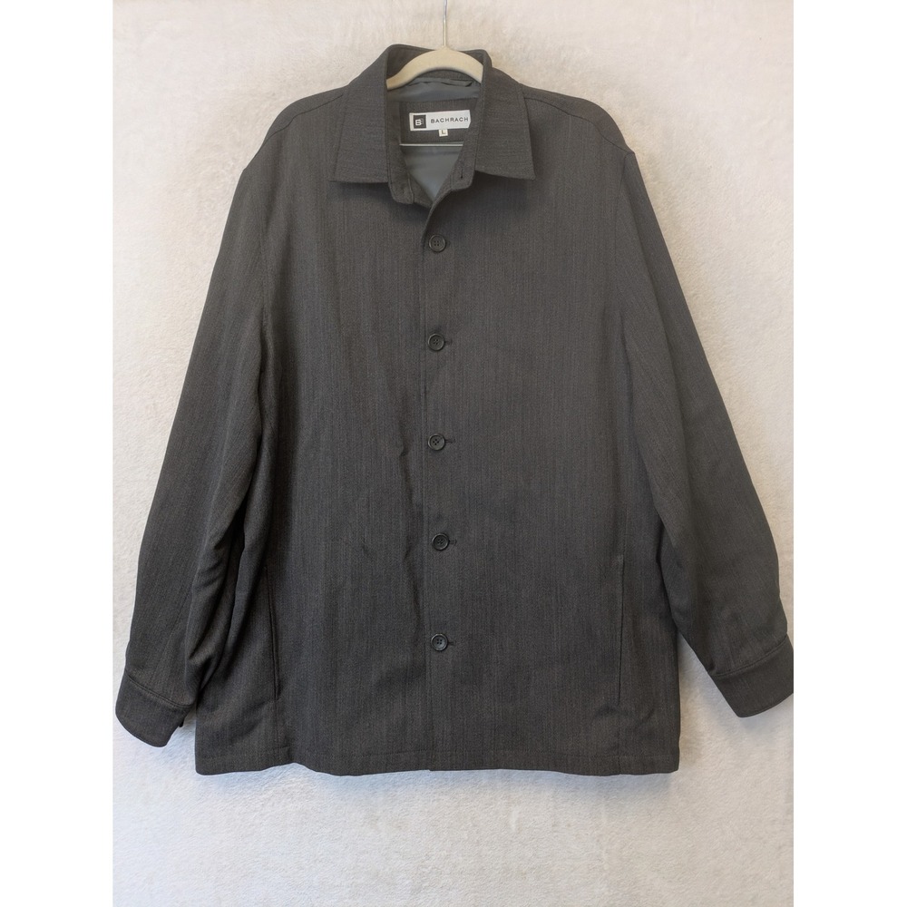 Bachrach Jacket Men's Large Gray Textured Button Front Long Sleeve Collared